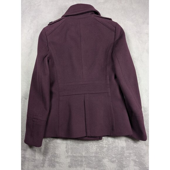 J Crew Womens Wool Pea Coat Jacket Size XS Plum Purple Double Breasted Luxury - Picture 7 of 7